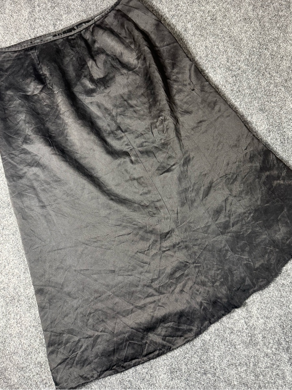 Talbots Black A-Line Satin Skirt Pure Silk